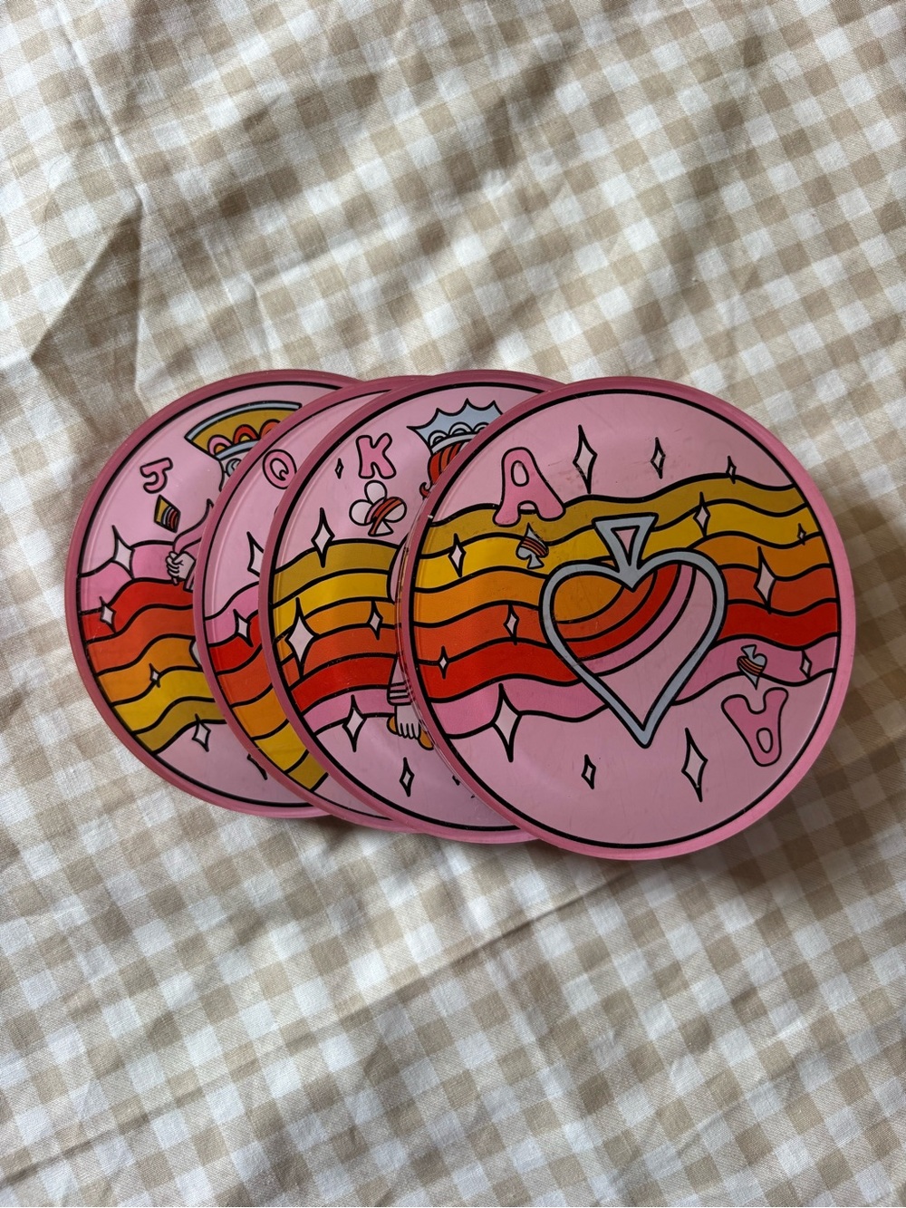 Pink Retro Card Deck Coasters - Set of 4